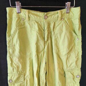 Faded Glory Women's Green Pocketed Capris Size 4 With Adjustable Hem